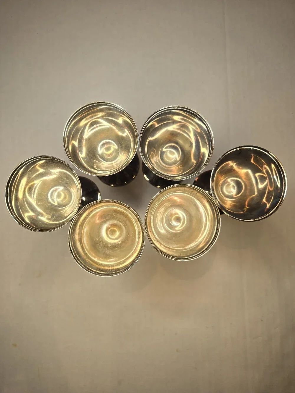 Vtg Eusibio Valero Wine Goblets silverplated brass made in Spain